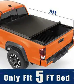 TIPTOP Soft Roll-Up Tonneau Cover Truck Bed For 2016-2023 Tacoma 5ft Bed (60.5") | TP1 |For Models With or Without The Deck Rail System|