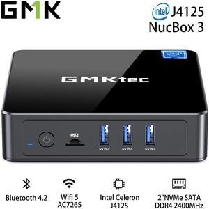 GMKtec KB3 Mini PC Windows 11 Intel Celeron J4125 8GB RAM 256GB SSD Fanless Noiseless Mini Desktop Computer 4K HDMI Dual Display