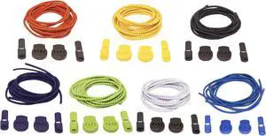 No Tie Elastic Shoelaces (7-Pack) WITH TENSION LOCKS - Stretchy Laces in Popular Colors - Great for Adults and Children - Fits Casual, Fitness, Running, Walking, Hiking, Comfort and Triathlon Shoes