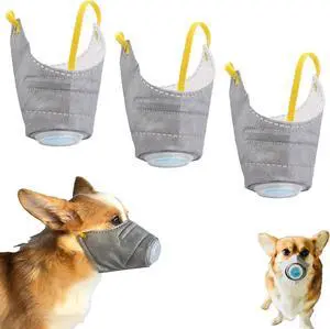 3 Pcs Adjustable Gas Mask for Dogs - Reusable, Breathable Air Filter and Respirator Muzzle for Large and Small Dogs Large
