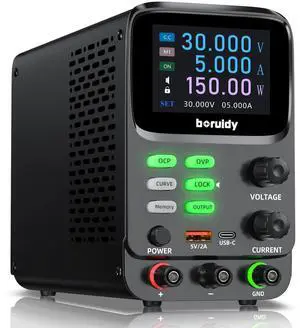 NICE-POWER DC Power Supply Variable 30V 5A,5 Digit LCD Display Milliamp Current Display Hyperbolic Encoder Bench Power Supply with OCP/OVP Storage Function Power Supplies Suitable for Maintenance etc.