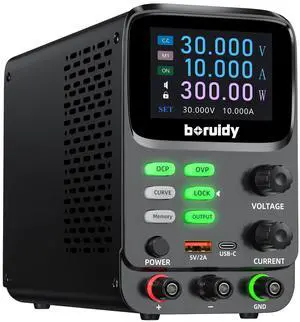 NICE-POWER DC Power Supply Variable 30V 10A,5 Digit LCD Display Milliamp Current Display Hyperbolic Encoder Bench Power Supply with OCP/OVP Storage Function Power Supplies Suitable for Maintenance.