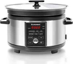 HOPDAY 5.5 Quart Slow Cooker With Timer, Aluminum Alloy Non Stick Liner, Programmable SLOW COOK HIGH/ SLOW COOK LOW/ WHITE RICE/ STEAM/ SAUTE/ WARM/ DELAY