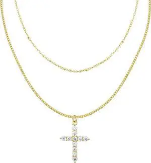 Meibamake Cross Necklace for Women-Dainty Simple Gold Plated Cross Pendant Cute Necklaces for Women Jewelry Meibamake Cross Necklace for Women-Dainty Simple Gold Plated Cross Pendant Cute Necklaces for Women Jewelry
