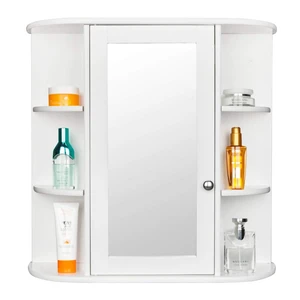 DUOSI 3-tier Single Door Mirror Indoor Bathroom Wall Mounted Cabinet Shelf White DUOSI 3-tier Single Door Mirror Indoor Bathroom Wall Mounted Cabinet Shelf White
