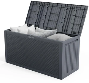 DUOSI 90gal Outdoor Garden Plastic Storage Deck Box Chest Tools Cushions Toys Lockable Seat DUOSI 90gal Outdoor Garden Plastic Storage Deck Box Chest Tools Cushions Toys Lockable Seat