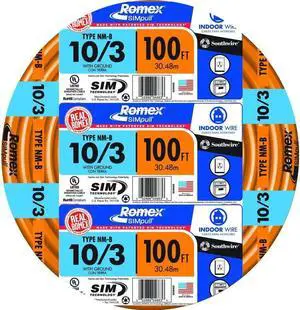 Woods 63948426 100' 10-3 NMW/G Wire, Orange, 100 Ft