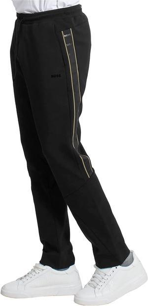 Hugo Boss Men's Hadim 1 Black Thick Cotton Side Taping Logo Track Pants Jogger