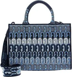 Furla Furla Opportunity S Shopping Bag In Blue Logoed Fabric Blue Furla Furla Opportunity S Shopping Bag In Blue Logoed Fabric Blue