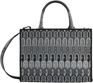 Furla Women's Black Denim Opportunity Logo Box Tote Bag Small Handbag