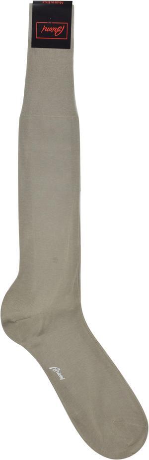 Brioni Men's 100% Cotton Light Taupe Long Socks (11)