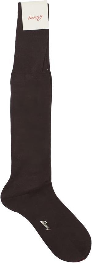 Brioni Men's Gray Caffe Dark Brown 100% Cotton Long Socks (11)