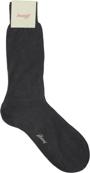 Brioni Men's 100% Cotton Charcoal Gray Socks (12)
