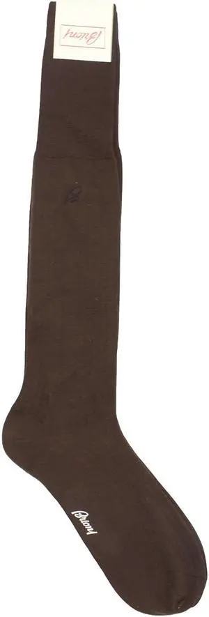 Brioni Men's Dark Brown 100% Wool Ribbed Knit Socks (11.5)