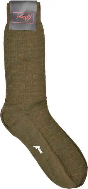 Brioni Men's Wool Blend Textured Knit Brown Socks (11.5)