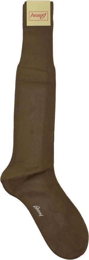 Brioni Men's 100% Cotton Brown Long Socks (11)