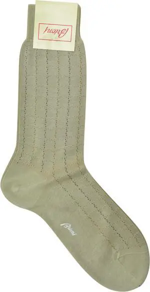 Brioni Men's 100% Cotton Oatmeal Checked Socks (10.5)