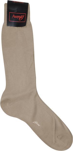 Brioni Men's Taupe Brown 100% Cotton Knit Socks (11)