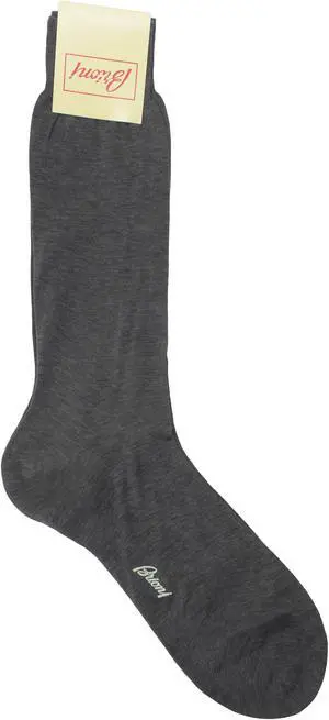 Brioni Men's 100% Cotton Gray Socks (12)