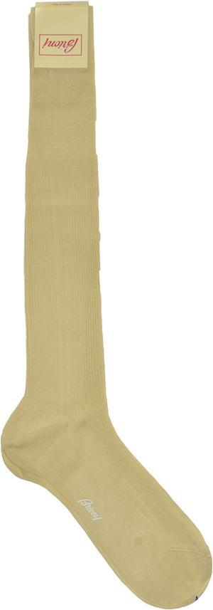Brioni Men's 100% Cotton Beige Ripped Long Socks (11.5)