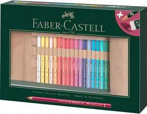 Faber-Castell Polychromos Artists Coloured Pencils Set of 30 with Leather Roll