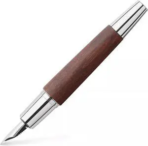 Faber-Castell Emotion Wood and Polished Chrome Dark Brown Fountain Pen - Medium