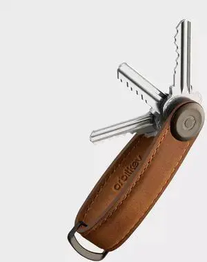 Orbitkey Crazy Horse Leather Slim Key Organizer, Carry 2-7 Keys, Chestnut Brown