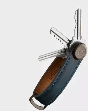 Orbitkey Crazy Horse Leather Slim Key Organizer, Carry 2-7 Keys, Marine Blue