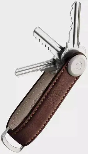 Orbitkey Premium Leather Slim Key Organizer, Carry 2-7 Keys, Espresso/Brown