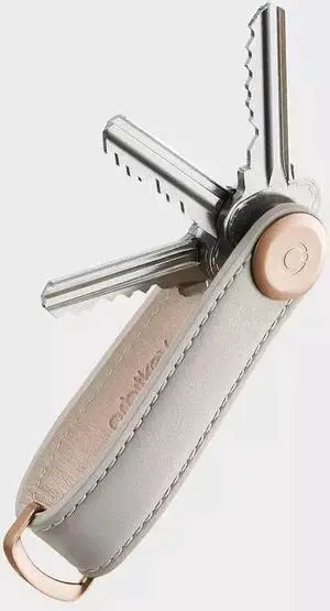 Orbitkey Premium Leather Slim Key Organizer, Carry 2-7 Keys ,Stone/Grey Stitching