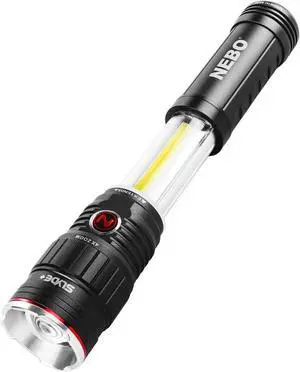 NEBO SLYDE+ Tactical LED Flashlight, Powerful 400-Lumen Bright Camping Flashlight with Slide-To-Reveal Work Light, Red Hazard Light & Magnetic Base