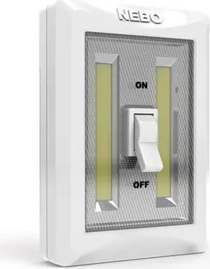 NEBO FlipIt LED Light Switch | 2-Pack of Powerful LED Stand Alone Light Switches for Closets, Cabinets, Attics, Garages, White