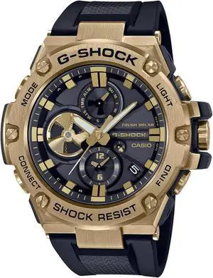 Casio GST-B100GB-1A9 Men's G-Shock World Time Analog G-Steel Watch, Gold/Black