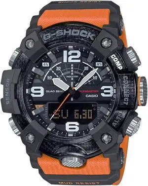 Casio GG-B100-1A9 Men's G-Shock Mudmaster Carbon Core Analog Watch, Orange/Black