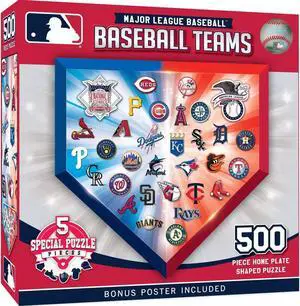 Masterpieces MLB Team Logos 500 Pc Homeplate Shaped Puzzle Fun for Adults & Kids