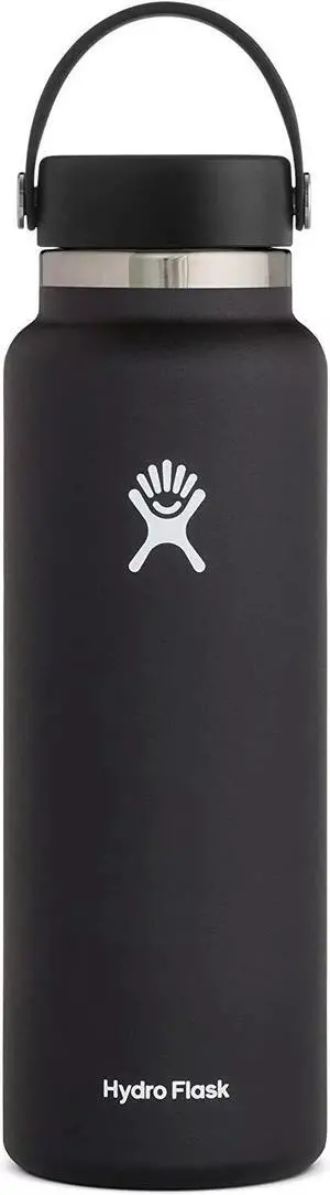 Hydro Flask 40oz Wide Mouth with Leak Proof Flex Cap Water Bottle, Black