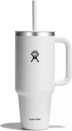 Hydro Flask Insulated Travel Tumbler with Lid and Double Wall, 40 oz - White