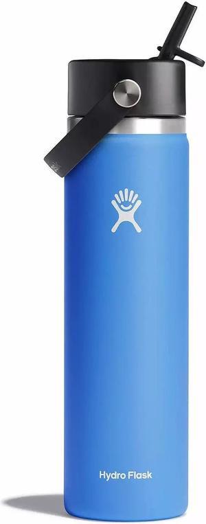Hydro Flask Wide Mouth Water Bottle with Straw Cap, 24 oz - Cascade Blue
