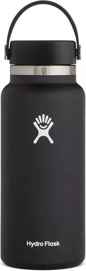 Hydro Flask 32-Oz Wide Mouth with Leak Proof Flex Cap Water Bottle, Black