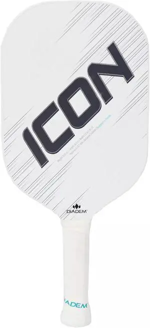 Diadem Unisex Icon v2 Extended Length Pickleball Paddle, 8mm PP honeycomb, White