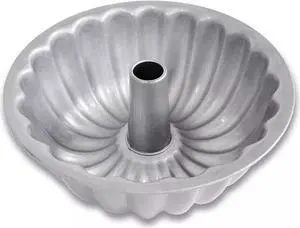 USA Pan Global 10 in. Nonstick Ring Bakeware Scalloped Tube Cake Pan - Silver