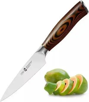 TUO Cutlery 4'' Paring Knife - Pakkawood Handle, Fiery Phoenix Series, with Case