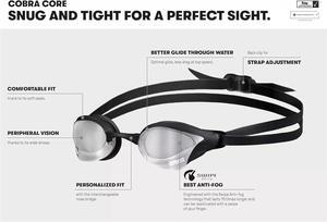 Arena Unisex Cobra Core Swipe Anti-fog Racing Swimming Goggles - Aqua/Black