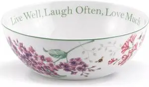 Lenox Butterfly Meadow "Live Well, Laugh Often, Love Much" Serving Bowl, White