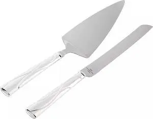 Lenox Silver-Plated 8.75" Cake Knife & 8" Server Adorn Set, Silver, Plain Edge
