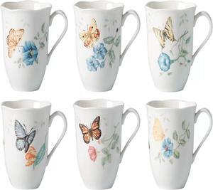 Lenox Butterfly Meadow Dishwasher Safe 6-Piece Tea Mug - Porcelain, White