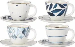 Lenox 2.45 LB Blue Bay Porcelain 4Pc Dishwasher Safe Espresso Cup & Saucer Set