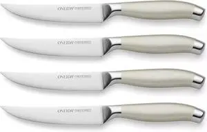 Oneida Preferred S/4 Stainless Steel Steak Knives with Plain Edge, Metallic