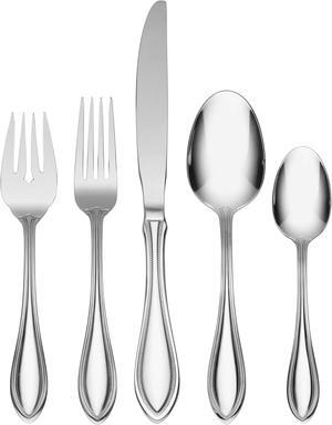 Oneida American Harmony 45 Piece Everyday Flatware, Service for 8, 18/0 Stainless Steel, Silverware Set, Dishwasher Safe, Silver