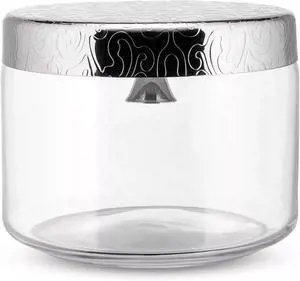 Alessi "Dressed" Stainless Steel Cookie Jar with Glass Lid, Mirror Polished